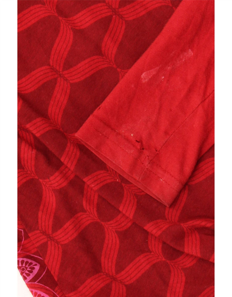 DESIGUAL Girls Graphic Long Sleeve A-Line Dress 7-8 Years Red Floral Vintage Desigual and Second-Hand Desigual from Messina Hembry 