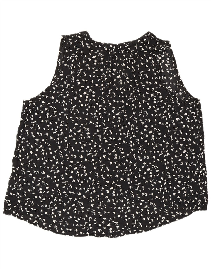 J. CREW Womens 365 Sleeveless Blouse Top UK 20 2XL Black Floral Polyester