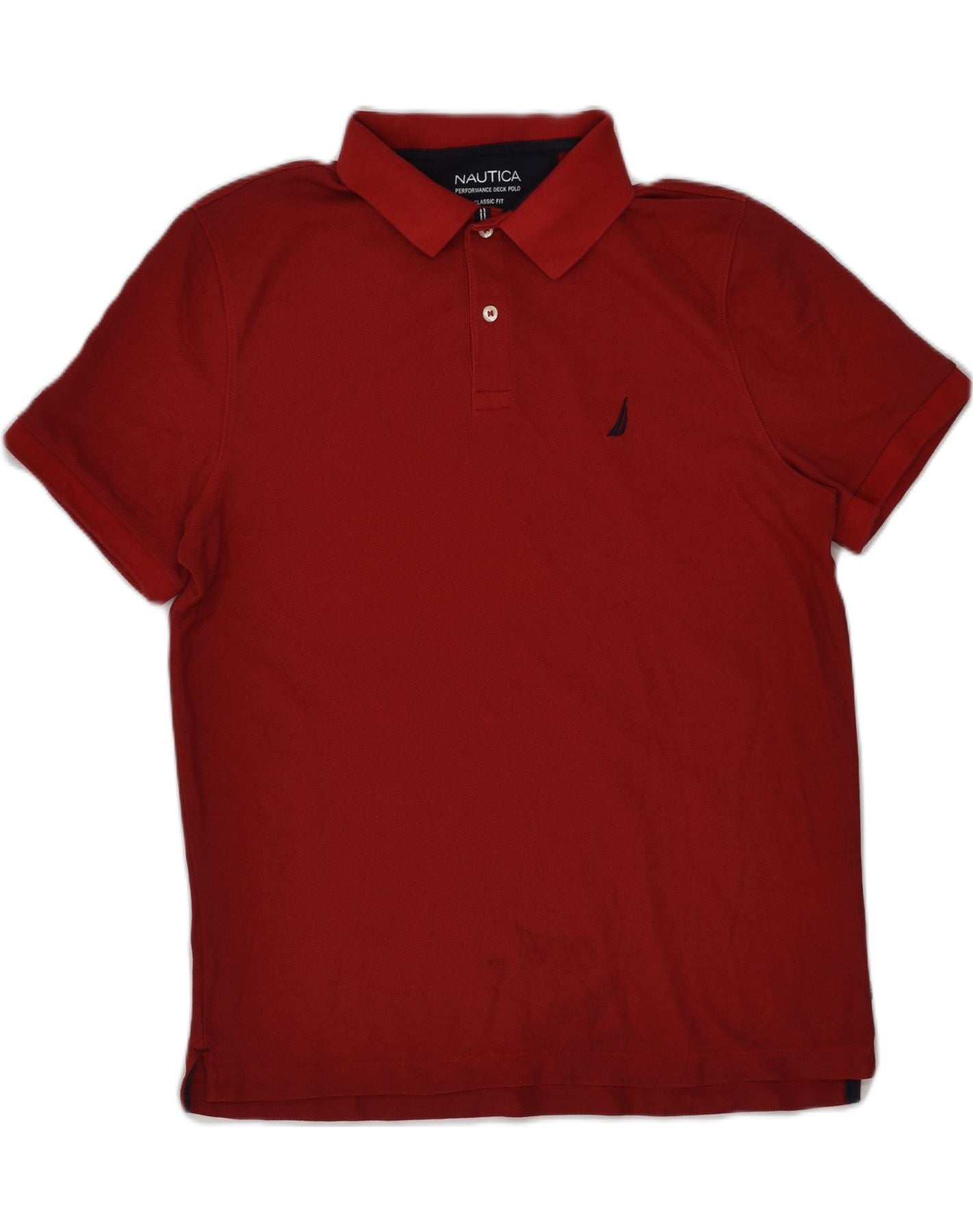 NAUTICA Mens Classic Fit Polo Shirt Large Maroon Cotton