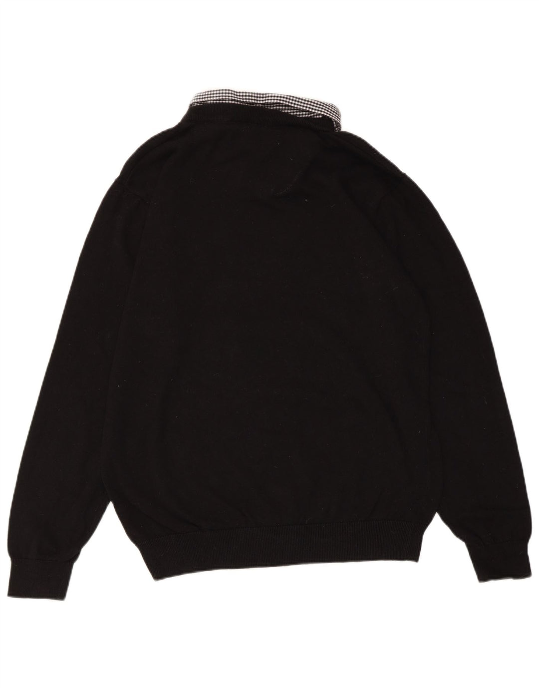 PIERRE CARDIN Womens V-Neck Jumper Sweater UK 18 XL Black Check Cotton