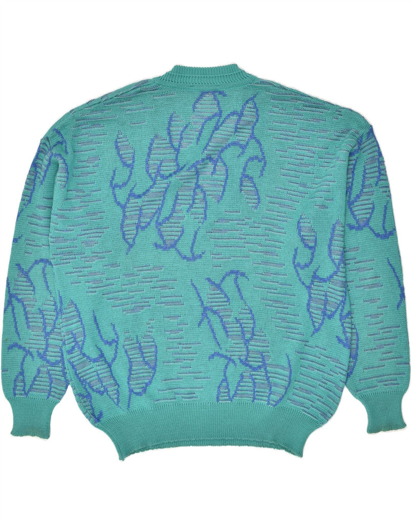 BUECKLE Mens Abstract Pattern V-Neck Jumper Sweater IT 54 XL Turquoise | Vintage Bueckle | Thrift | Second-Hand Bueckle | Used Clothing | Messina Hembry 