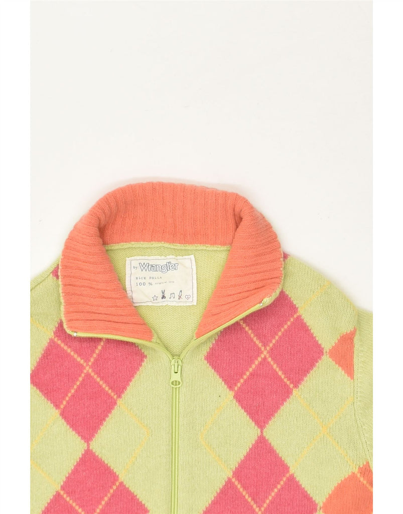 WRANGLER Womens Cardigan Sweater UK 10 Small Green Argyle/Diamond | Vintage Wrangler | Thrift | Second-Hand Wrangler | Used Clothing | Messina Hembry 