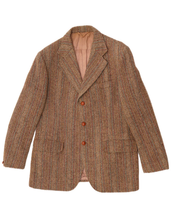 Harris Tweed Mens 3 Button Blazer Jacket UK 38 Medium Green Herringbone