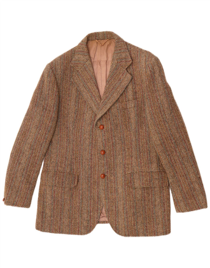 Harris Tweed Mens 3 Button Blazer Jacket UK 38 Medium Green Herringbone
