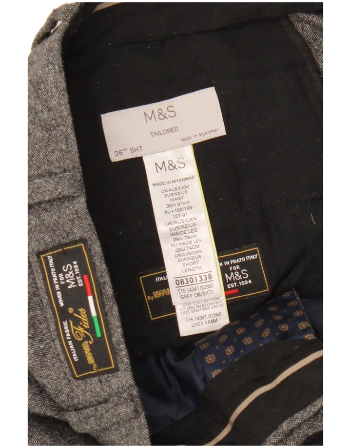 Marks & Spencer Mens Tailored Straight Suit Trousers W36 L29 Grey Flecked