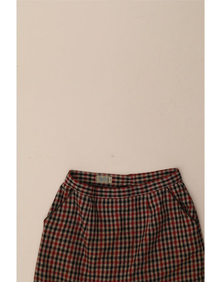 VINTAGE Womens Straight Skirt UK 14 Medium W28  Red Houndstooth Vintage Vintage and Second-Hand Vintage from Messina Hembry 