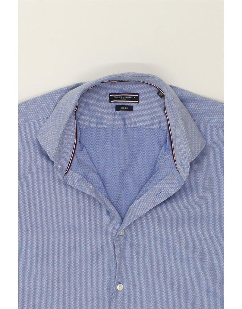 TOMMY HILFIGER Mens Slim Fit Shirt Size 39 15 1/2  Medium Blue Cotton | Vintage Tommy Hilfiger | Thrift | Second-Hand Tommy Hilfiger | Used Clothing | Messina Hembry 