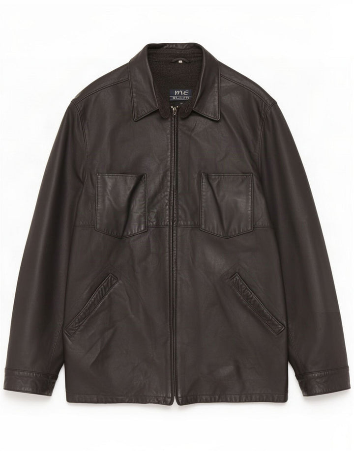 Martin Eden Mens Leather Jacket IT 52 XL Black