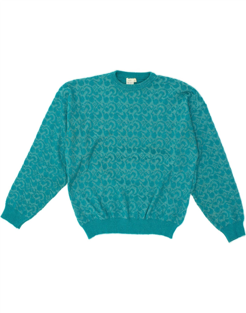 VINTAGE Womens Crew Neck Jumper Sweater IT 50 Medium Turquoise Paisley | Vintage Vintage | Thrift | Second-Hand Vintage | Used Clothing | Messina Hembry 