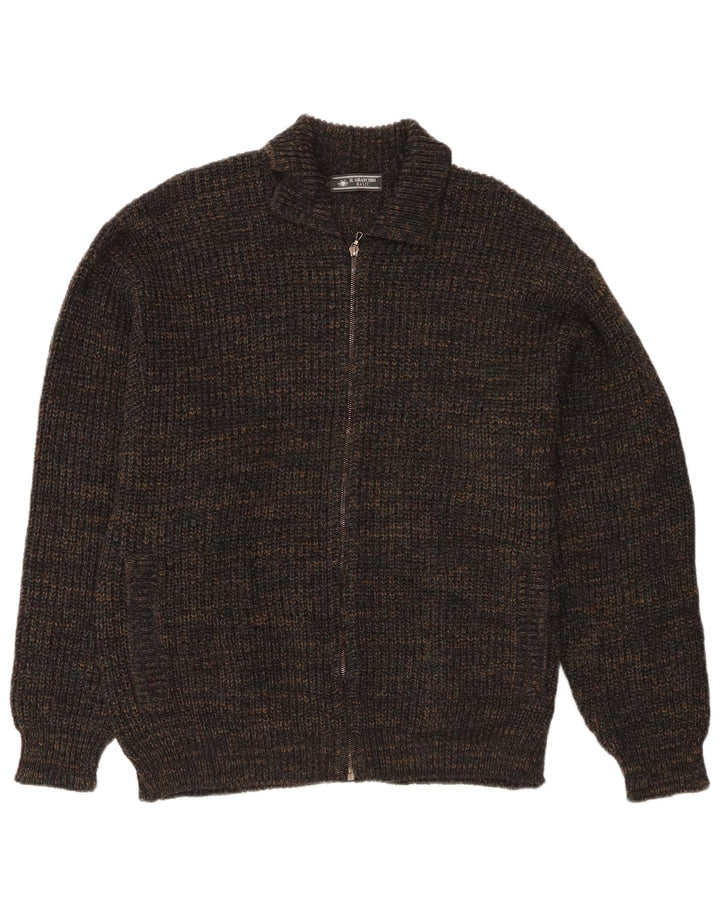 Il Granchio Mens Regular Fit Cardigan Sweater Large Navy Blue Flecked Wool