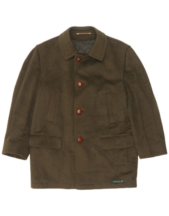 Steinbock Mens Overcoat IT 48 Medium Khaki Wool