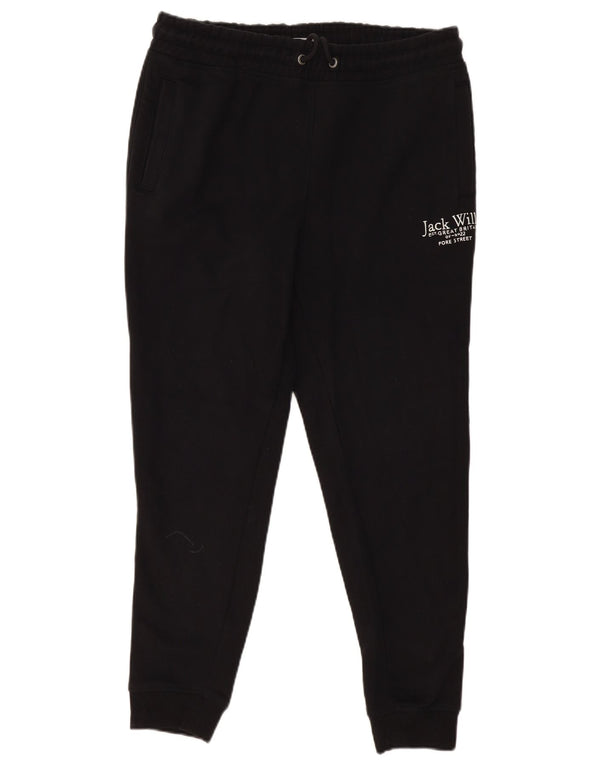 Jack Wills Mens Graphic Tracksuit Trousers Joggers Large  Black Cotton