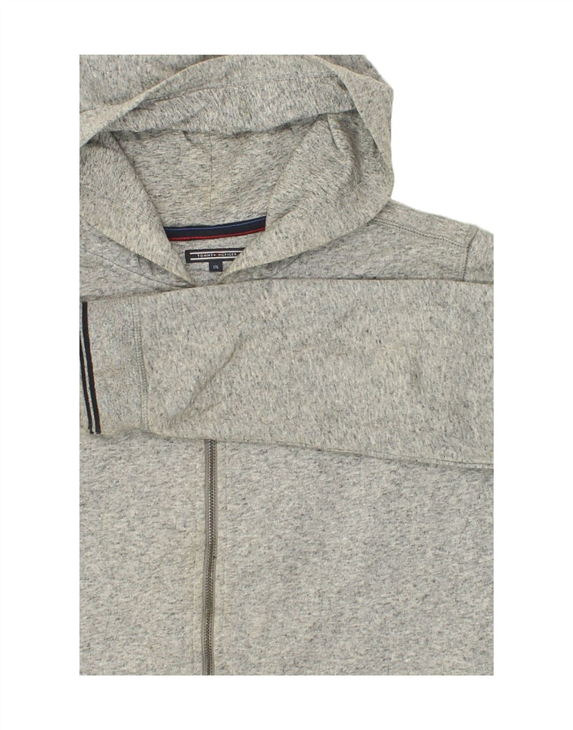 TOMMY HILFIGER Boys Graphic Zip Hoodie Sweater 15-16 Years Grey Flecked Vintage Tommy Hilfiger and Second-Hand Tommy Hilfiger from Messina Hembry 