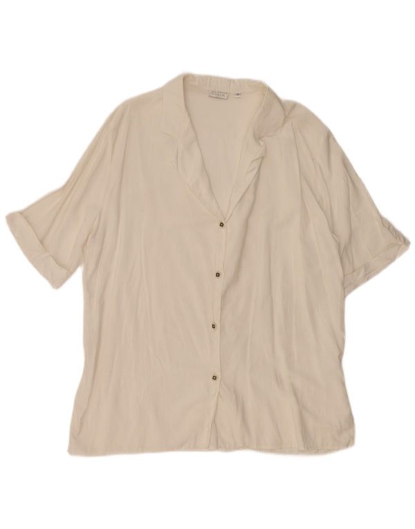 Vintage Womens Short Sleeve Shirt Blouse UK 18 XL White