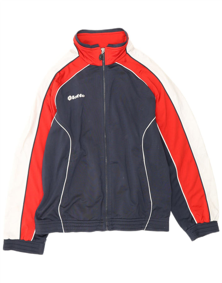 LOTTO Mens Tracksuit Top Jacket Large Navy Blue Colourblock Polyester
