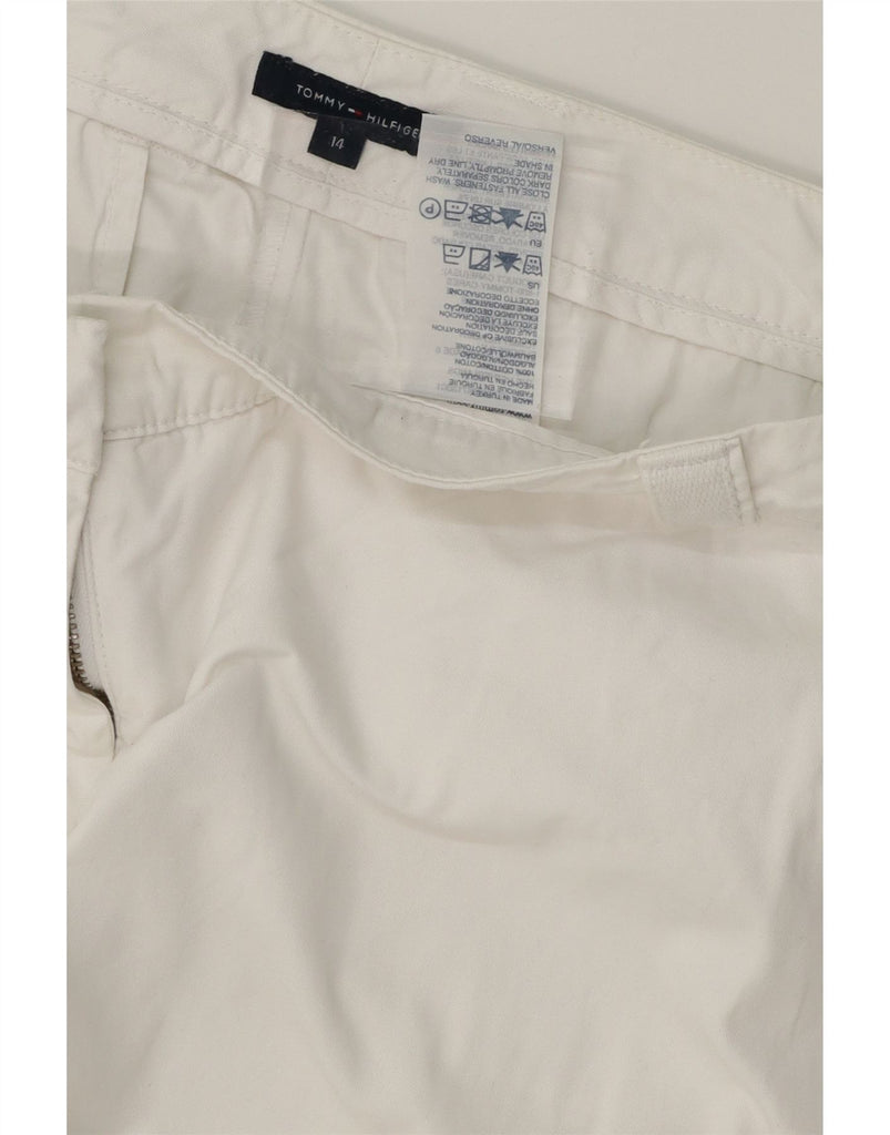 TOMMY HILFIGER Womens Straight Cropped Trousers US 14 XL W36 L24 White Vintage Tommy Hilfiger and Second-Hand Tommy Hilfiger from Messina Hembry 
