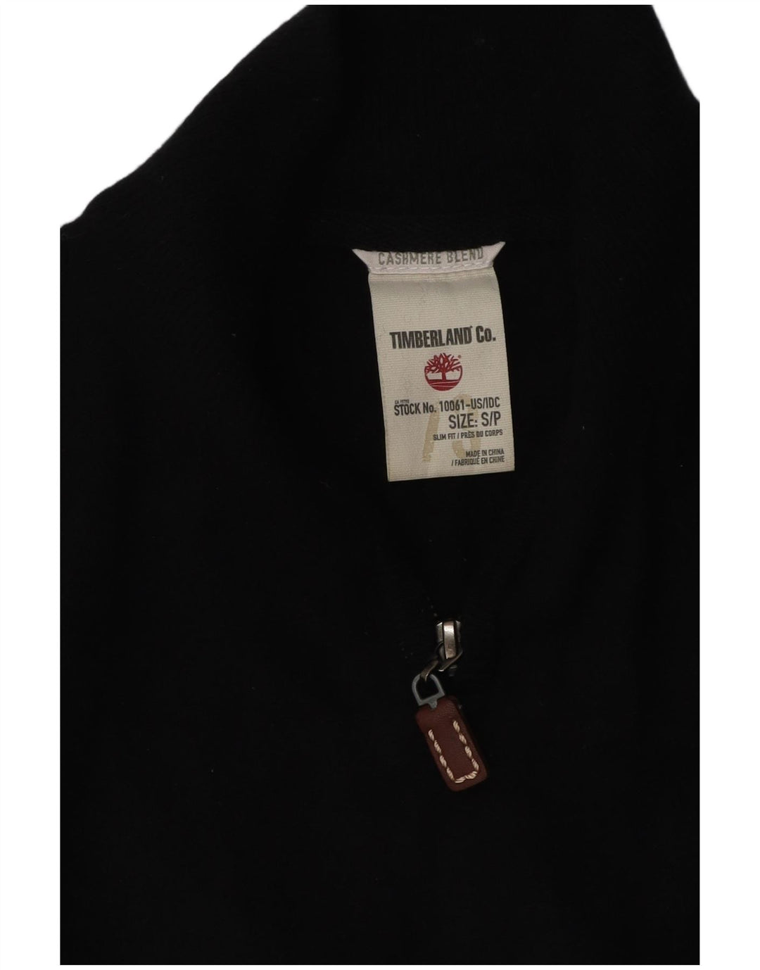 TIMBERLAND Mens Zip Neck Jumper Sweater Small Black Cashmere