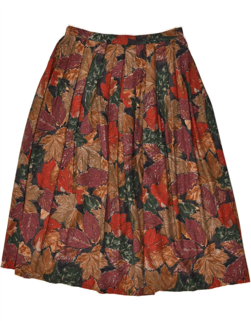 VINTAGE Womens Pleated Skirt EU 44/46 XL W30 Brown Floral Viscose | Vintage Vintage | Thrift | Second-Hand Vintage | Used Clothing | Messina Hembry 