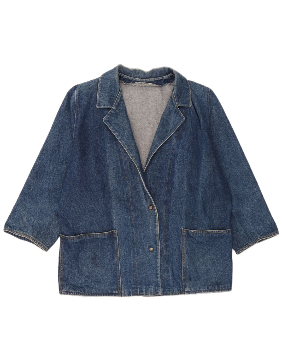 Vintage Womens Oversized 2 Button Denim Blazer Jacket UK 18 XL Blue