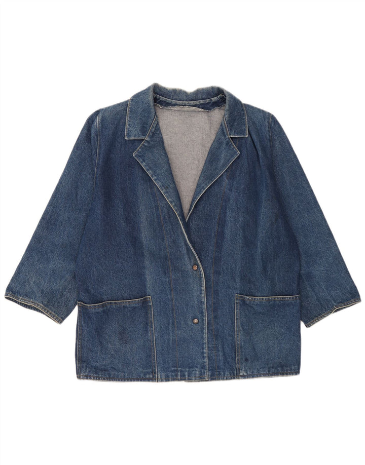 Vintage Womens Oversized 2 Button Denim Blazer Jacket UK 18 XL Blue