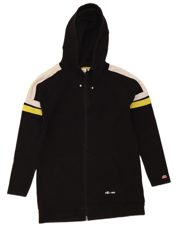 Ellesse Mens Zip Hoodie Sweater Small Black Colourblock Cotton