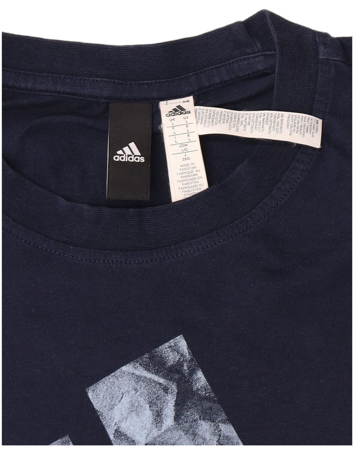 Adidas Mens Graphic T-Shirt Top Large Navy Blue Cotton