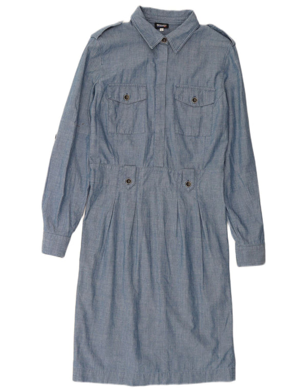BLAUER Womens Military Pullover Shirt Dress UK 10 Small Blue Cotton