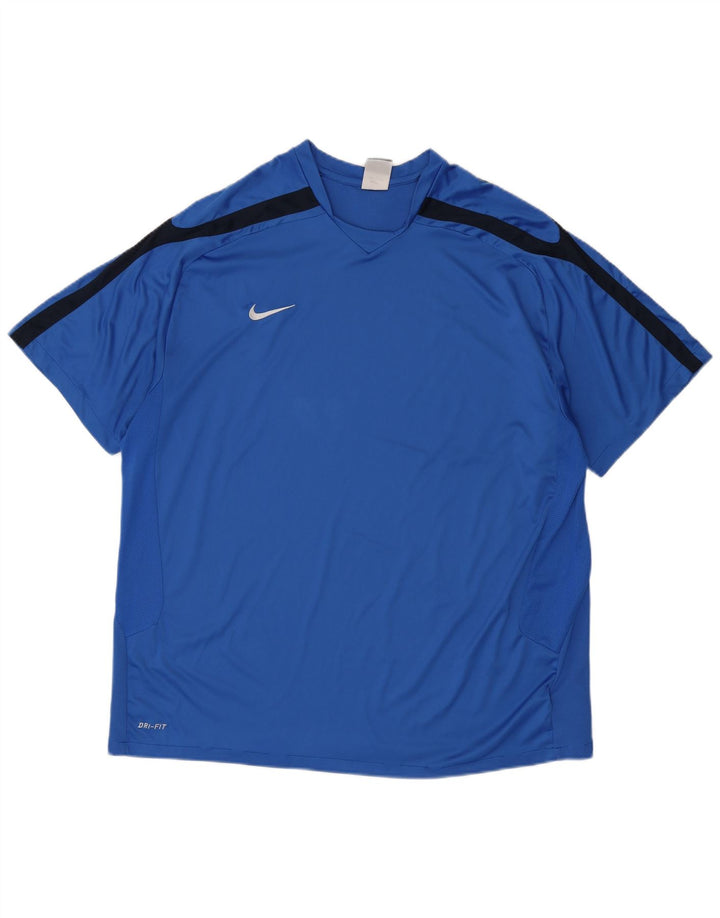 Nike Mens Dri Fit T-Shirt Top 2XL Blue Colourblock Polyester