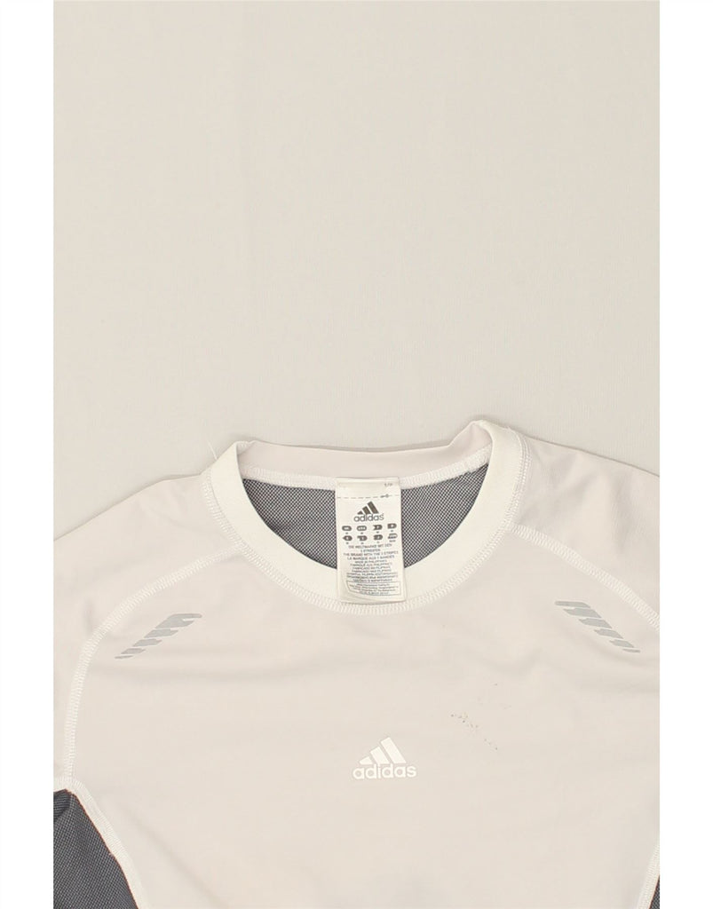 ADIDAS Womens T-Shirt Top UK 12 Medium Grey Colourblock Polyester | Vintage Adidas | Thrift | Second-Hand Adidas | Used Clothing | Messina Hembry 