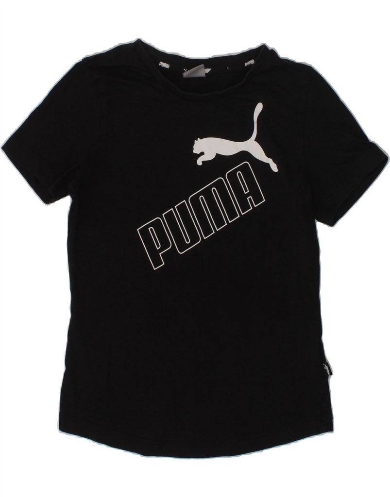 PUMA Girls Graphic T-Shirt Top 9-10 Years Black Cotton | Vintage Puma | Thrift | Second-Hand Puma | Used Clothing | Messina Hembry 