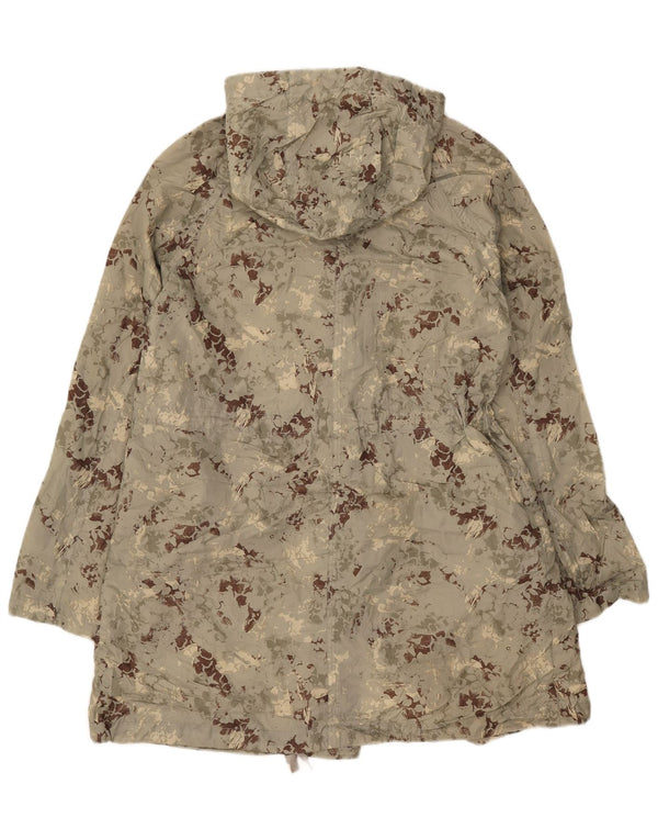 Topshop Womens Hooded Parka Jacket UK 8 Small Green Camouflage Polyester