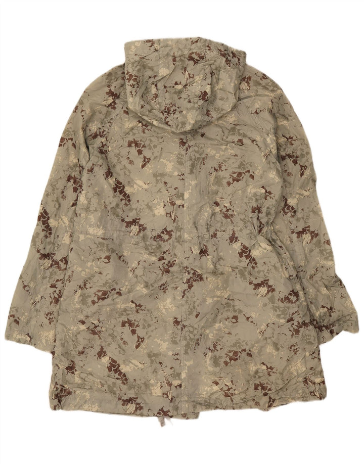Topshop Womens Hooded Parka Jacket UK 8 Small Green Camouflage Polyester