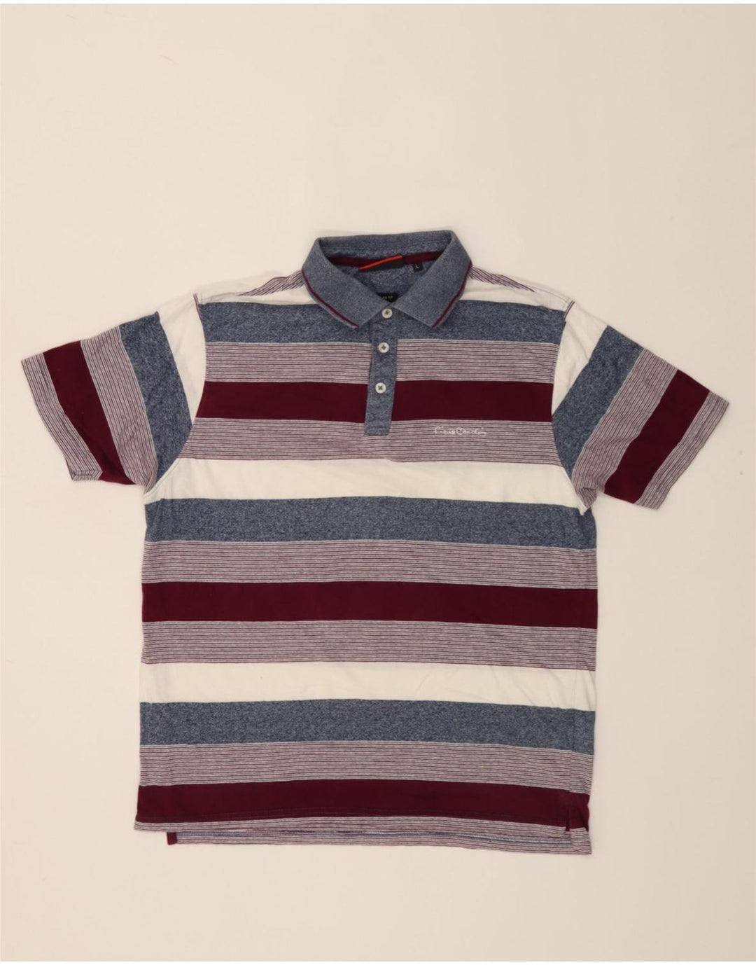 PIERRE CARDIN Mens Regular Fit Polo Shirt Large Multicoloured Striped Vintage Pierre Cardin and Second-Hand Pierre Cardin from Messina Hembry 