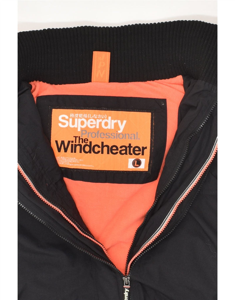 SUPERDRY Womens Windcheater Hooded Windbreaker Jacket UK 16 Large Black | Vintage Superdry | Thrift | Second-Hand Superdry | Used Clothing | Messina Hembry 