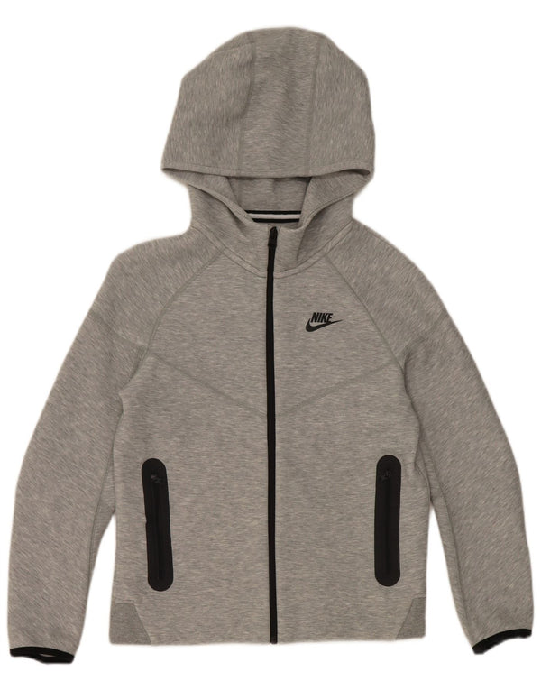 Nike Boys Zip Hoodie Sweater 12-13 Years Large Grey Flecked Cotton