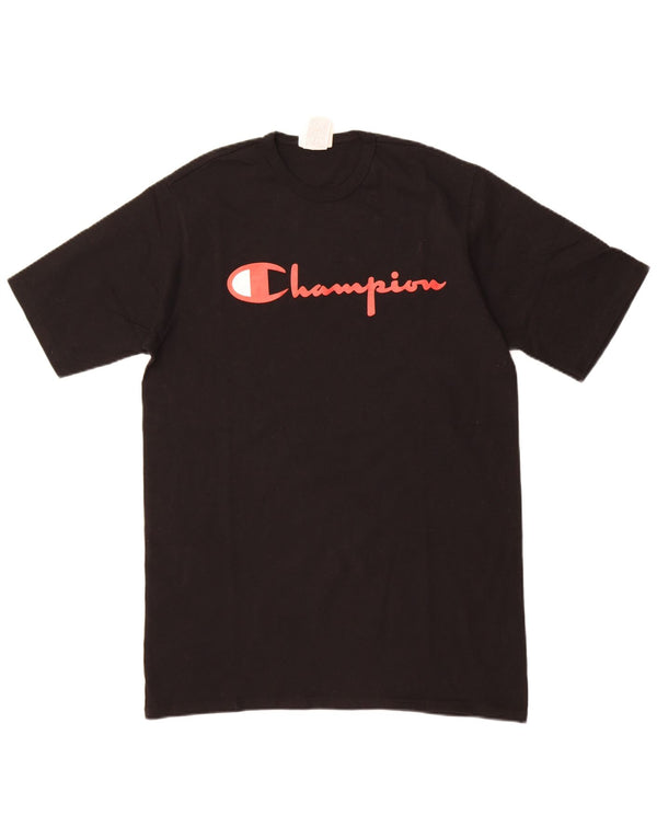 Champion Mens Graphic T-Shirt Top Large Black Cotton