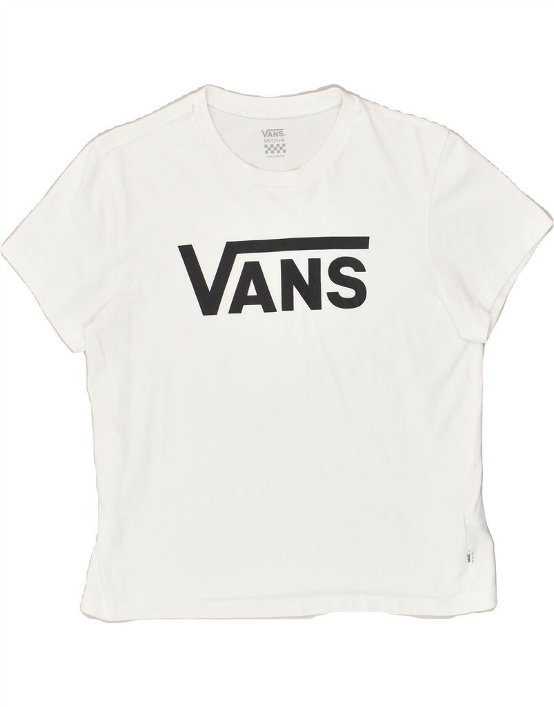 VANS Womens Graphic T-Shirt Top UK 14 Medium White Cotton | Vintage Vans | Thrift | Second-Hand Vans | Used Clothing | Messina Hembry 