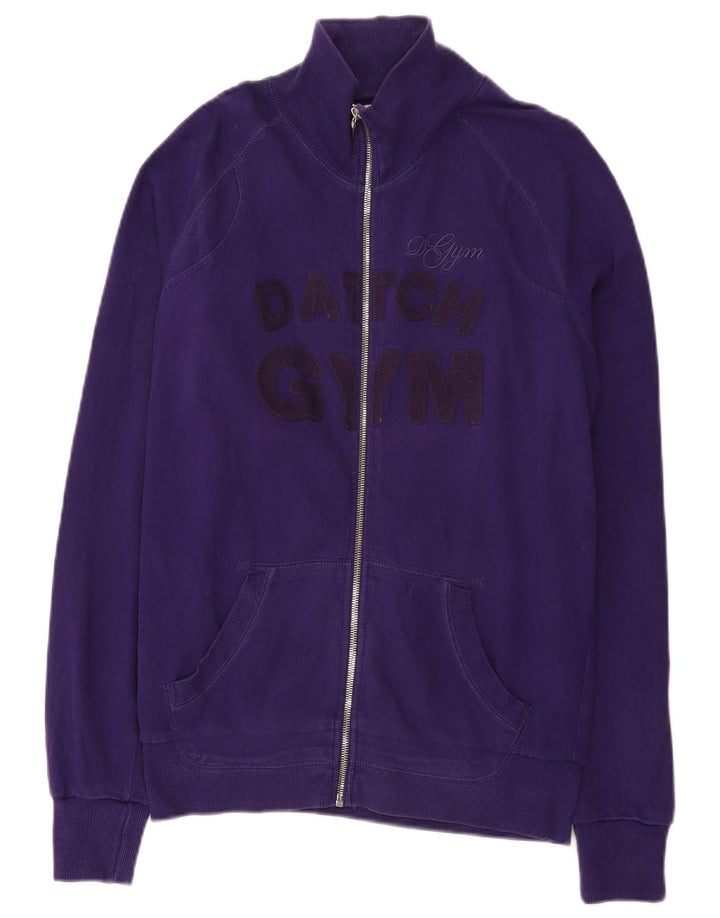 Datch Mens Graphic Tracksuit Top Jacket Large Purple Cotton