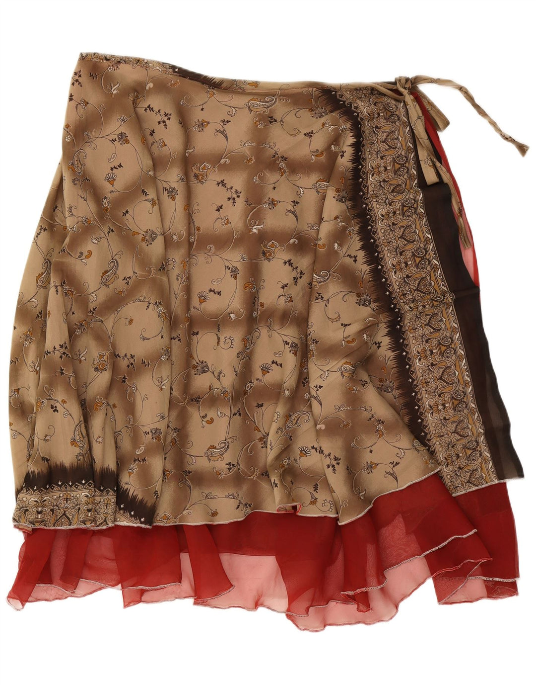 Vintage Womens Wrap Skirt W38 2XL Brown Floral