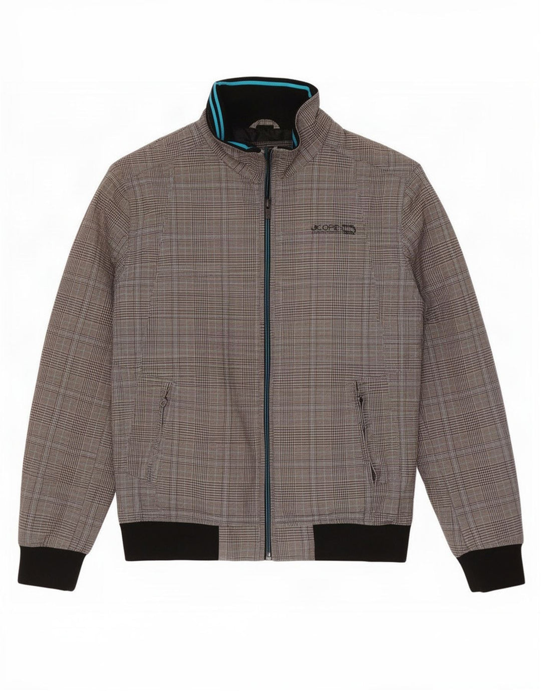 Jack & Jones Mens Bomber Jacket UK 38 Medium Grey Check Cotton