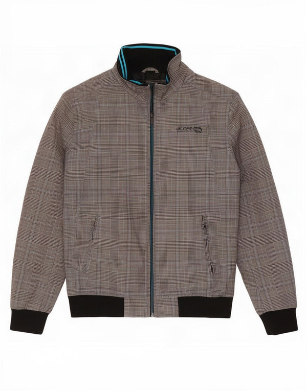 Jack & Jones Mens Bomber Jacket UK 38 Medium Grey Check Cotton