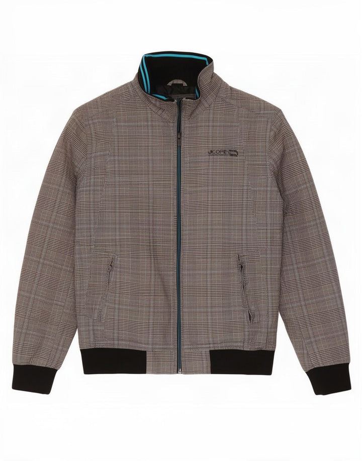 Jack & Jones Mens Bomber Jacket UK 38 Medium Grey Check Cotton