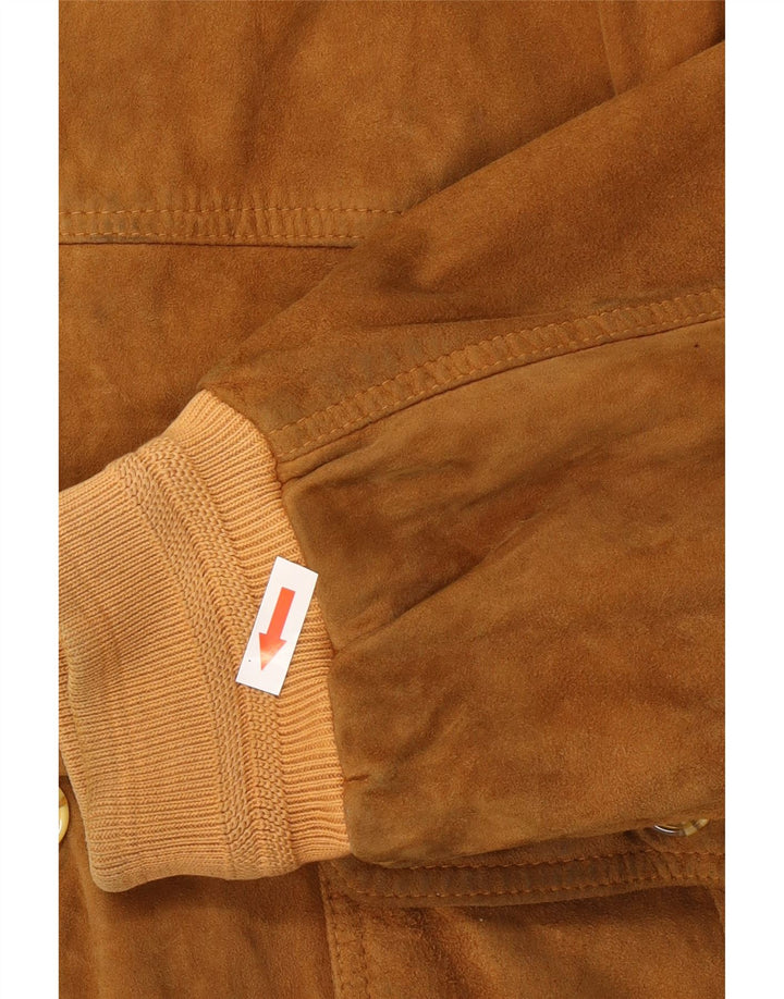Vintage Mens Suede Bomber Jacket UK 42 XL Beige Leather