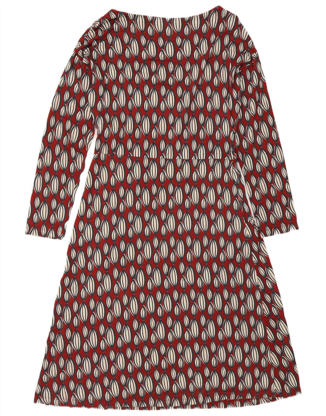 White Stuff Womens Long Sleeve A-Line Dress UK 12 Medium Red Geometric