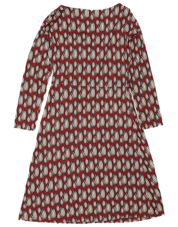 White Stuff Womens Long Sleeve A-Line Dress UK 12 Medium Red Geometric