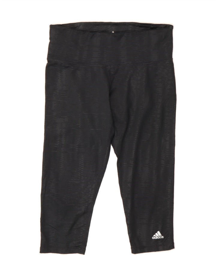 ADIDAS Womens Climalite Capri Leggings UK 12/14 Medium  Black Striped Vintage Adidas and Second-Hand Adidas from Messina Hembry 