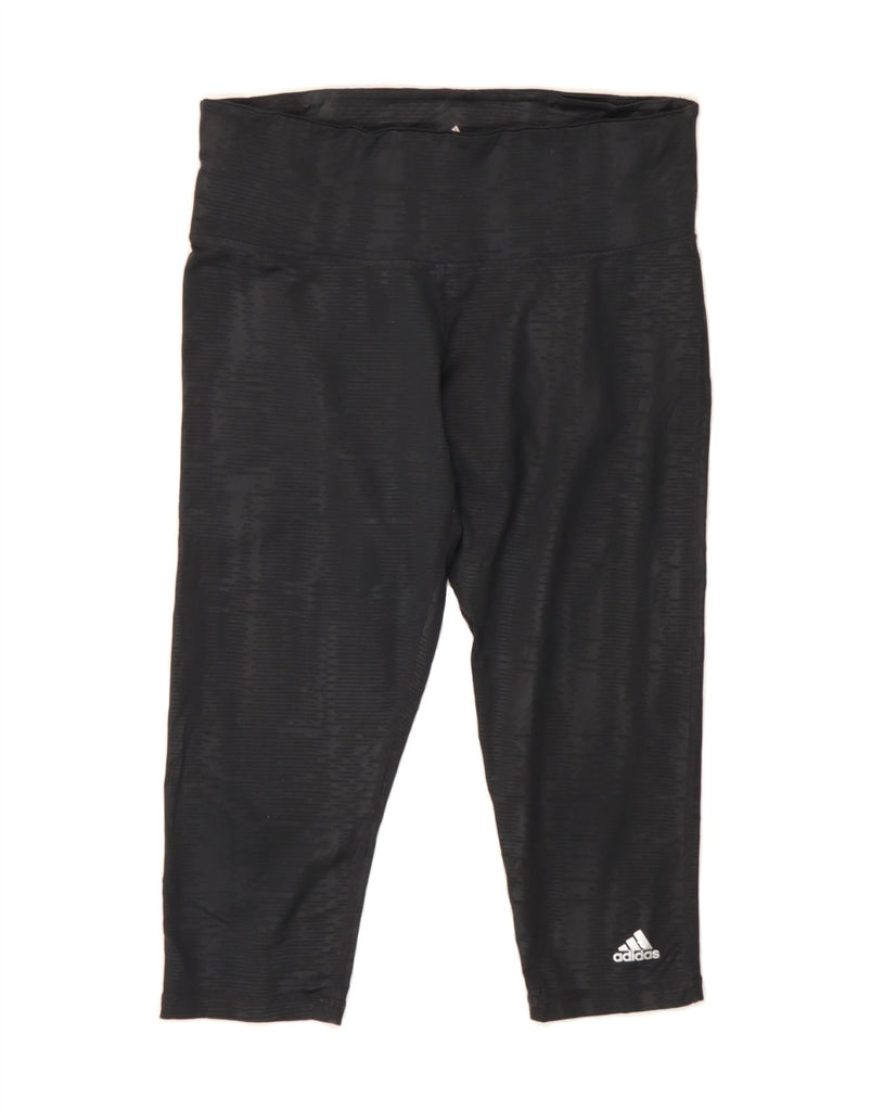 ADIDAS Womens Climalite Capri Leggings UK 12/14 Medium  Black Striped Vintage Adidas and Second-Hand Adidas from Messina Hembry 