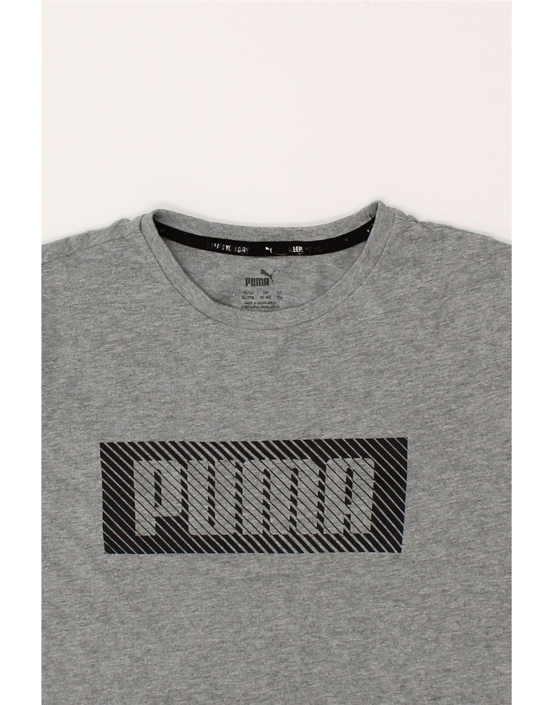 PUMA Boys Graphic T-Shirt Top 15-16 Years Grey Flecked Cotton | Vintage Puma | Thrift | Second-Hand Puma | Used Clothing | Messina Hembry 