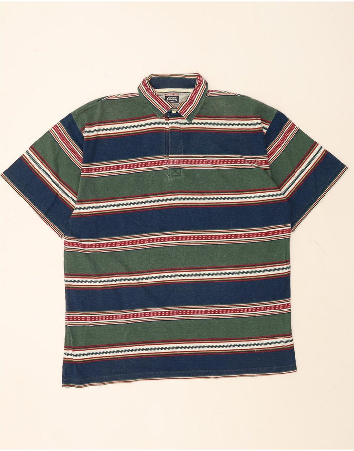 Rocky Mens Rugby Polo Shirt Large Multicoloured Striped