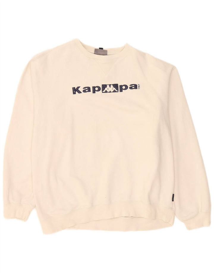 Kappa Mens Graphic Sweatshirt Jumper XL White Cotton